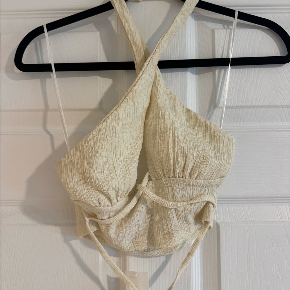 NWT Urban Outfitters Cream Crisscross Halter Top
